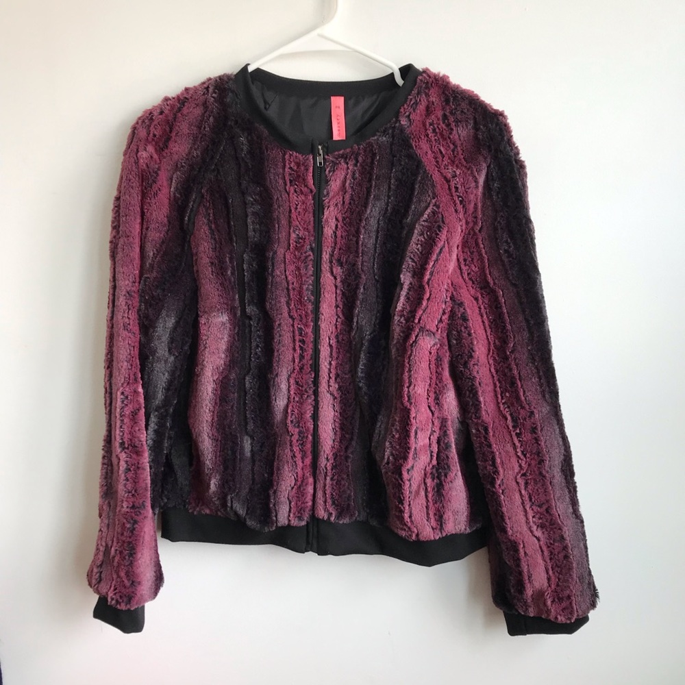 Eight Sixty Faux Fur Maroon/Black Jacket Sz M